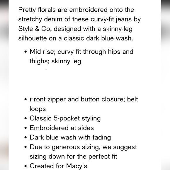 Style & Co embroidered jeans - Picture 13 of 13